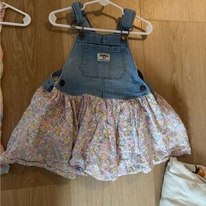 OshKosh 2T Blue and Pink Floral Kids Overalls